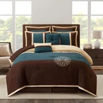 Stratford Park Patchwork 8-PIECE Comforter Bedding Set, Brown/blue, California. Fixed Price $136.49.