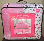 Juicy Couture King 4PC Reversible Comforter Set Plush Pink/strawberries & Bows. Fixed Price $99.99.