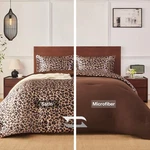Mr&hm King Size Comforter Set Brown Leopard, Reversible Satin Microfiber Bed .... Fixed Price $81.78.