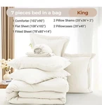 Muxhomo 7 Piece King Comforter Set Ivory All Season Bedding Bag. Fixed Price $42.00.