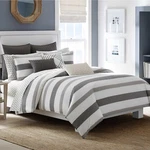 Nautica 2 Piece Chatfield Comforter Set Grey, White Stripes, + Sham, Twin, New. Fixed Price $106.99.