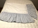 Eddie Bauer Blue White Striped Plaid Full Double Bed Skirt. Fixed Price $38.00.