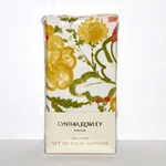 Cynthia Rowley Set 4 Napkins Cotton White Floral Green Yellow Coral. Fixed Price $21.99.