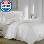 Laura Ashley - Queen Duvet Cover Set Reversible Cotton Bedding Matching Shams. Fixed Price $113.67.