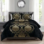 Sunshine Nicole Metallic Print Comforter Set, Distressed Queen, Black Gold. Fixed Price $99.46.