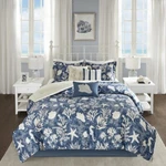 Coastal Comforter Set King Blue Taupe Cotton Pillow Shams Quilt 7 Piece Bedding. Fixed Price $175.40.