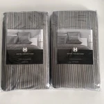 Hotel Collection 26X26 Gridwork Jacquard Euro Pillow Shams Gray Stripe Cover. Fixed Price $34.99.