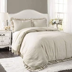 Reyna Comforter Ruffled 3 Piece Set With Pillow Sham Size Full Queen Wheat. Fixed Price $166.60.