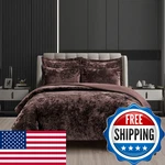 Fredsure Distressed Velvet Comforter Set 5 Pieces Brown Queen. Fixed Price $91.88.