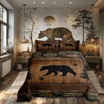 Manfei Rustic Bear Comforter Set Size, Queen, Brown. Fixed Price $71.82.