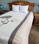 Comforter Queen Taupe Gray Oversized Floral Applique Modern Spa Neutral Bedding. Fixed Price $39.95.