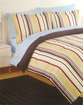 Full / Queen Izod Parkway Stripe -navy Red Beige White Comforter & Shams. Fixed Price $99.99.