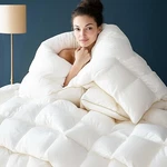 Whatsbedding Puffy White Comforter Oversize King With Feathers Down. Fixed Price $75.00.