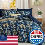 Cottolester Navy Blue Comforter Set King Size Floral 7-PIECE Bedding. Fixed Price $66.19.