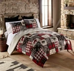 Donna Sharp Timber King Quilt Set Bear Lodge Cozy Cabin Red Check Plaid & Throw. Fixed Price $115.95.