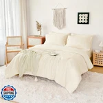 Fmliuy Double Brushed Micorfiber King Comforter Set Cream- 7-PIECE Bed Bag. Fixed Price $69.36.