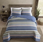 Eddie Bauer Yakima Valley Stripe King Quilt Set 3 Piece 100% Cotton Reversible. Fixed Price $80.00.