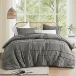 Spaces Grey Queen Size Comforter Set - 3 Piece Pintuck Pleated Bedding. Fixed Price $68.72.