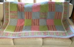 Pem America Pink Green Patchwork Quilt Comforter + 1 Pillow Sham Sz Twin 68X86. Fixed Price $33.99.