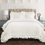 Ella Ruffle Lace Comforter Set, Full/queen, White - Cute Coquette Bedding. Fixed Price $199.99.