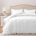 Harborest Queen Ruffle Comforter Set White 3 Pcs Bedding, All-season. Fixed Price $65.50.