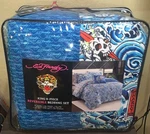 Ed Hardy Blue Tigers, Waves Skulls 8PC King Set Comforter,shams,sheets &pillow. Fixed Price $103.99.
