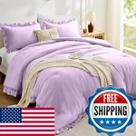 Fuanna King Size Comforter Set Lavender 3 Pieces Ruffle Bedding Fluffy Farmhouse. Fixed Price $55.19.