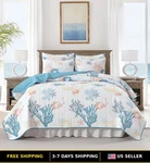 Reversible King Size Coastal Quilt Bedding Set - Summer Beach Design. Fixed Price $88.65.