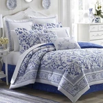 Laura Ashley Charlotte Blue Cotton 4-PC Bonus Comforter & Shams Set/ Queen. Fixed Price $216.80.