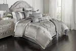 Luxurious Kacee Platinum King Comforter Set 12-PIECE Elegant Collection. Fixed Price $331.99.