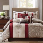 Donovan Red Striped 7-PIECE Cal King Comforter Bed Set. Fixed Price $177.36.