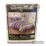New Girl Fancy Linen 2PC Bedspread Flower Purple Green White Set. Fixed Price $30.00.