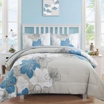 Luxudecor Floral Comforter Set Queen Blue 7 Piece Bed In Bag Microfiber. Fixed Price $62.98.