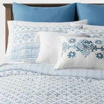 Threshold 8-PIECE Comforter Set Percale Floral Block By, Light Blue, Queen. Fixed Price $39.99.