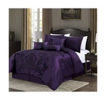 Chezmoi Collection 7-PIECE Jacquard Floral Comforter Set (queen, Purple/dark .... Fixed Price $136.36.