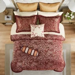 12-PIECE Comforter Set With Cotton Sheets (red, Queen) Bed In Bag. Fixed Price $229.00.