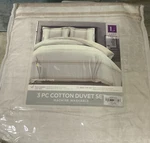 Lush Cor Farmhouse Stripe Reversible Duvet 3PC Set - Tan (full/queen). Fixed Price $30.06.