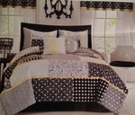 Seventeen 3PC Comforter Set Full / Queen Black White Dots Yellow Trim. Fixed Price $149.99.