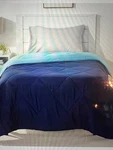 Amazon Basics Twin Xl Comforter Blanket Reversible Navy Sky Blue 63X90". Fixed Price $25.00.
