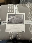 Peri Home King 3 Piece Comforter Set Nwt Grey With White Trim Boho Farmhouse Cot. Fixed Price $93.75.