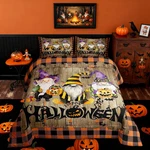 Homewish Kids Halloween Gnome Comforter Set King Sizevintage Yellow Black Grid. Fixed Price $98.03.