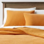 Full/queen Lustrous Velvet Duvet Cover & Sham Set Dark Gold - Threshold. Fixed Price $23.99.