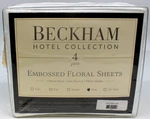 Beckham Hotel Collection Embossed Floral King Size Sheets White 100% Microfiber. Fixed Price $39.99.