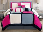 7-PIECE King Bedding Set, Pink & Grey Micro Suede Comforter. Fixed Price $164.99.
