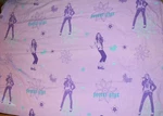 H6 !wow! Disney Hannah Montana Purple Flannel Twin Flat Bed Sheet Fabric. Fixed Price $20.00.