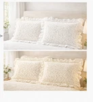 Nottingham Lace Frill Pillow Shams Set Victoria Rose Cottagecore Standard Cream. Fixed Price $24.95.