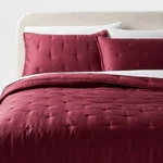 3PC King Tencel Lyocell Comforter And Sham Set Wine Red Threshold. Fixed Price $68.99.
