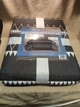 Retro Chic Scalloped Three-piece Quilt Set Full / Queen Gray And White. Fixed Price $75.99.