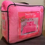Juicy Couture Hot Pink Logos &hearts Embossed Plush Soft 4PC Queen Comforter Set. Fixed Price $99.99.