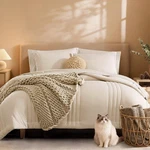 Master Bedroom Makeover - Monbix Queen Comforter Set 7 Piece Beige. Fixed Price $74.99.